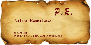 Palme Romulusz névjegykártya